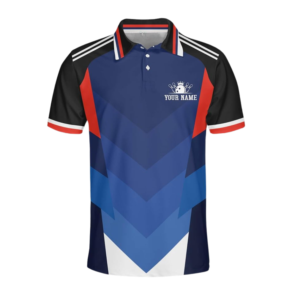 Custom Logo Blue Red White Bowling Polo Shirt For Men, Custom Team Bowling Shirt With Logo BZ0783