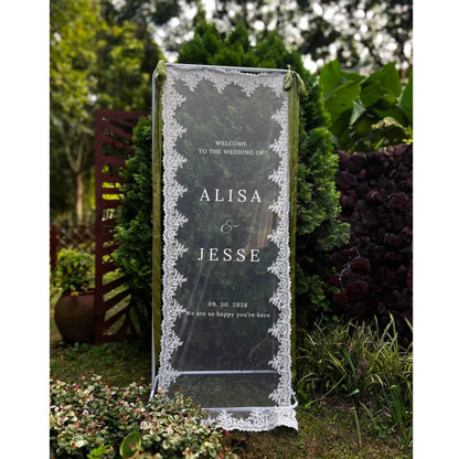 Personalized Lace Wedding Welcome Sign, Custom Lace Welcome Banner For Wedding WD0228
