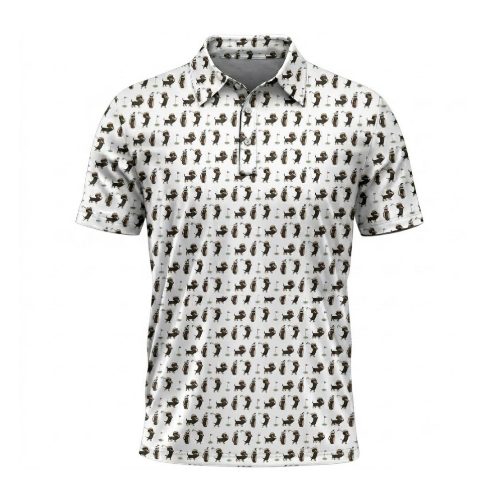 Dachshund Golfing Mens Golf Polo Shirt, Dachshund Dog Golf Shirts GZ0373