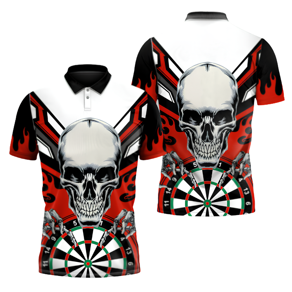 Custom Skull Red Dart Polo Shirt Men, Custom Skull Dart Team Shirt DZ0166