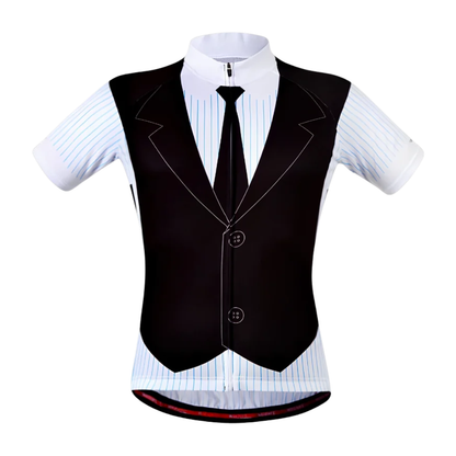 Tuxedo Black And White Cycling Short Sleeve Jersey For Men, Tuxedo Cycling Jersey CG0876