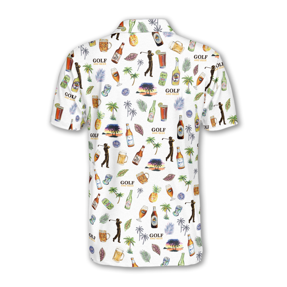 Golf And Beer Tropical Golf Polo Shirt Mens, Men's Beer Golf Shirts GM0438