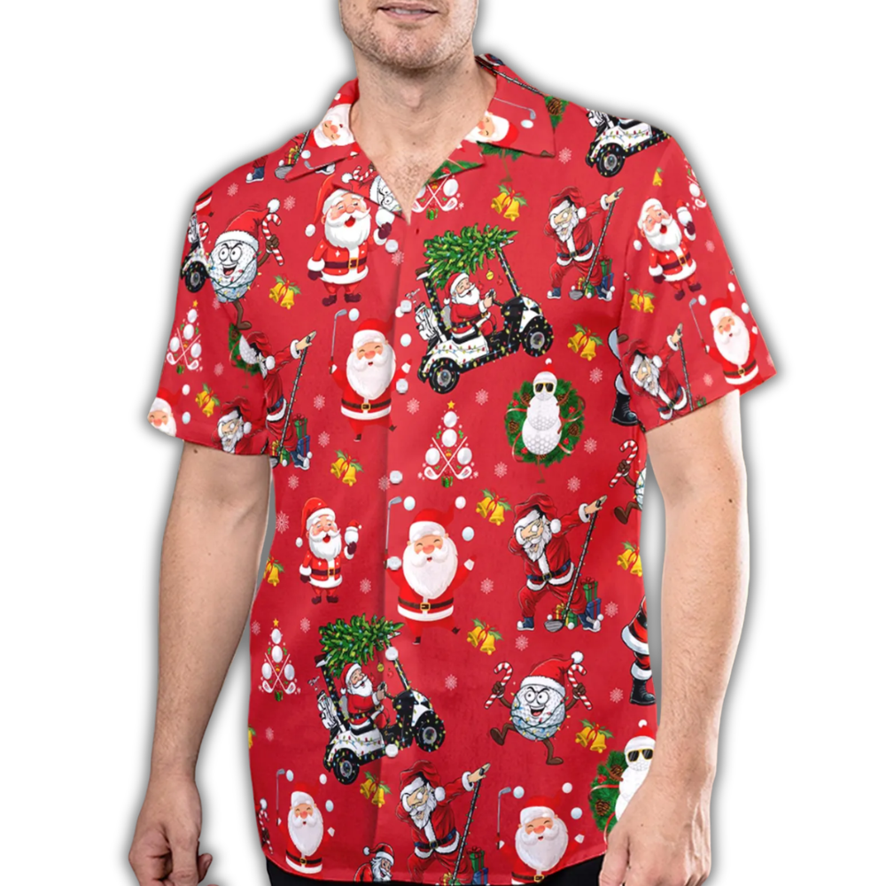 Funny Golf Santa Red Hawaiian Shirt For Men, Golf Lover Christmas Hawaiian Shirt HE0870