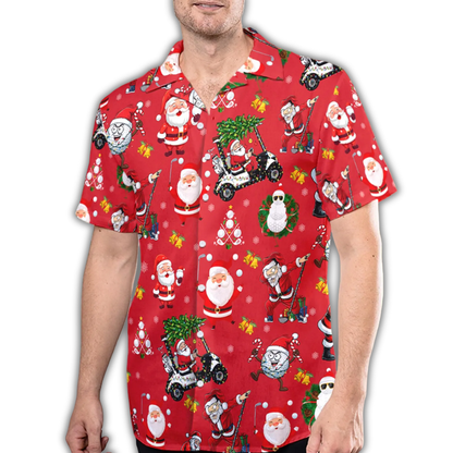 Funny Golf Santa Red Hawaiian Shirt For Men, Golf Lover Christmas Hawaiian Shirt HE0870