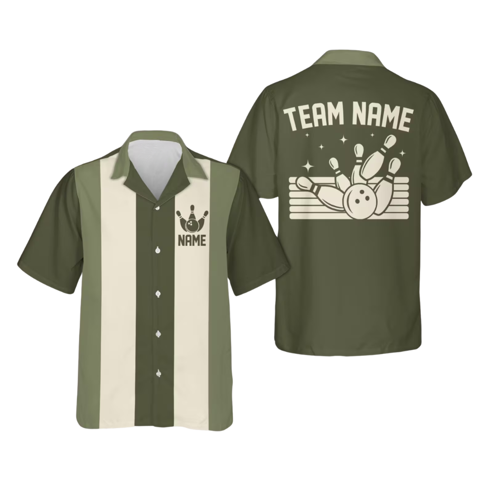 Custom Retro Blue Bowling Hawaiian Shirt For Men, Custom Team Retro Bowling Shirts BE0219