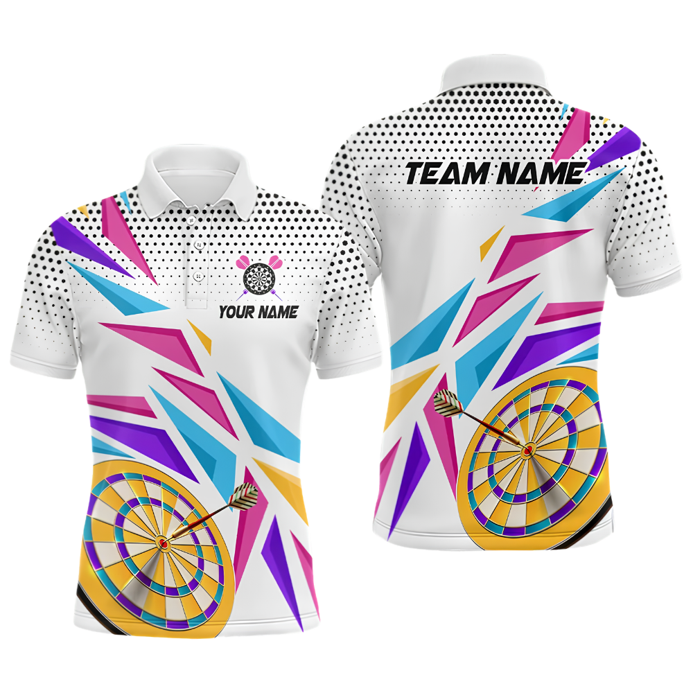 Custom Team Multicolor Geometric Darts Polo Shirt, Custom Mens Dart Shirt DZ0148