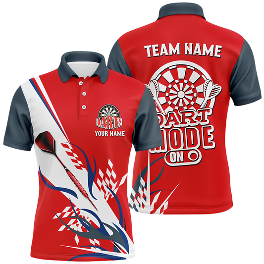 Dart Mode On Custom Mens Dart Polo Shirt, Custom Funny Darts Shirt For Team DZ0149