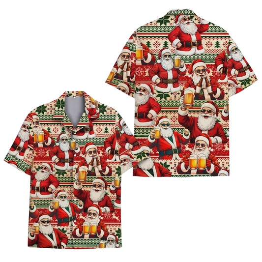 Santa Beer Ugly Christmas Hawaiian Shirt For Men, Funny Christmas Hawaiian Shirt HE0807
