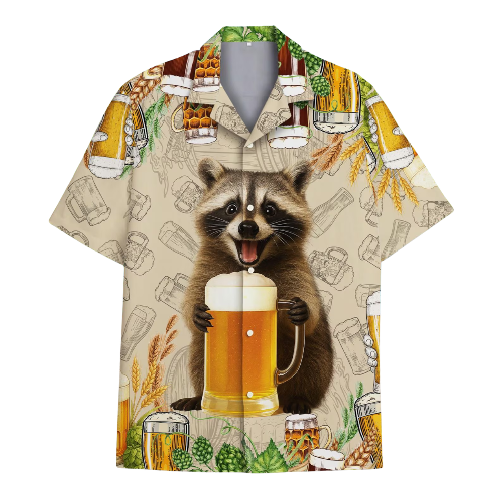 Raccoon And Beer Hawaiian Shirt For Men, Raccoon Lover Hawaiian Shirt HE0657