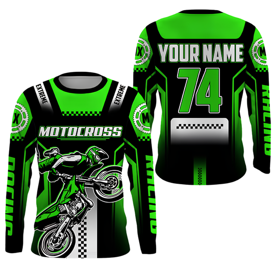 Custom Neon Men's Motocross Long Sleeve Racing Jersey, Custom MX Shirts MZ0130