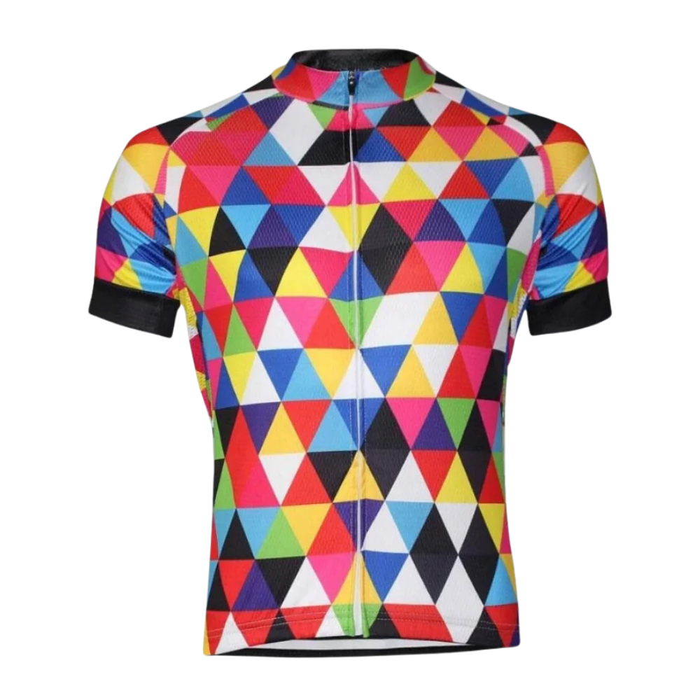Colorful Geometric Cycling Short Sleeve Jersey For Men, Geometric Cycling Jersey CG0827