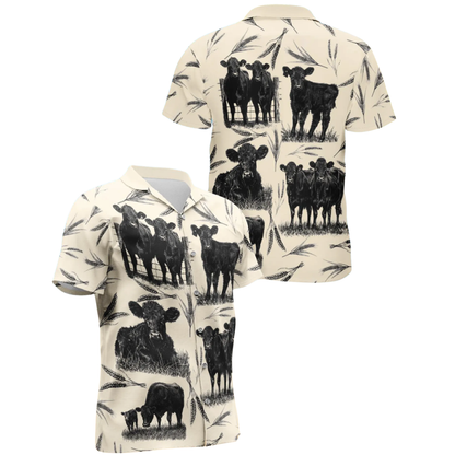 Black Angus Cow Vintage Hawaiian Shirt Men Women, Cow Hawaiian Shirt For Farmer HE0760