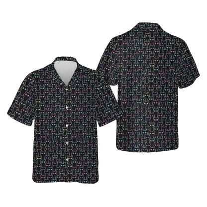 Neon Cat Pattern Hawaiian Shirt Men Women, Cat Hawaiian Shirt HE0659