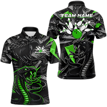 Custom Cobra Snake Mens Bowling Polo Shirt, Custom Snake Bowling Team Shirt BZ1009