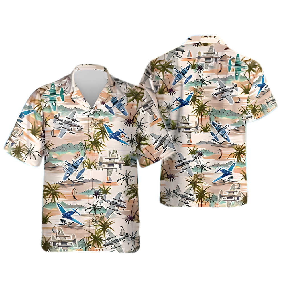 WII Aircraft Tropical Mens Hawaiian Shirt, Military Airplane Hawaiian Shirt HE0735