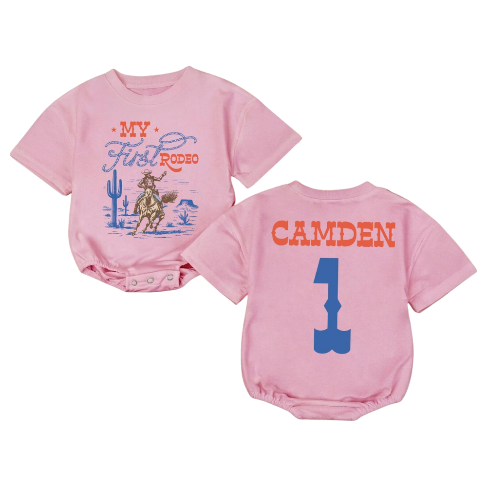 Personalized My First Rodeo Birthday Baby Tshirt Romper, Custom 1st Birthday Baby Western  Cowboy Romper BB0192