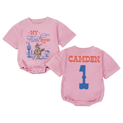 Personalized My First Rodeo Birthday Baby Tshirt Romper, Custom 1st Birthday Baby Western  Cowboy Romper BB0192