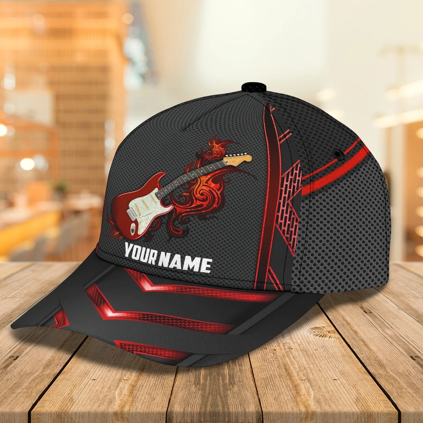 Custom Name Baseball Guitar Cap For Men And Woman, Musican 3D Cap, Guitarist Cap Hat For Summer CO0437