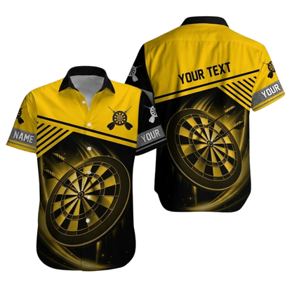 Custom Team Blue Black Dart Hawaiian Shirt Mens, Custom Dart Shirts DZ0106