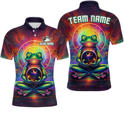 Custom Frog Colorfull Bowling Polo Shirt Men, Custom Frog Bowling Team Shirt BZ0901