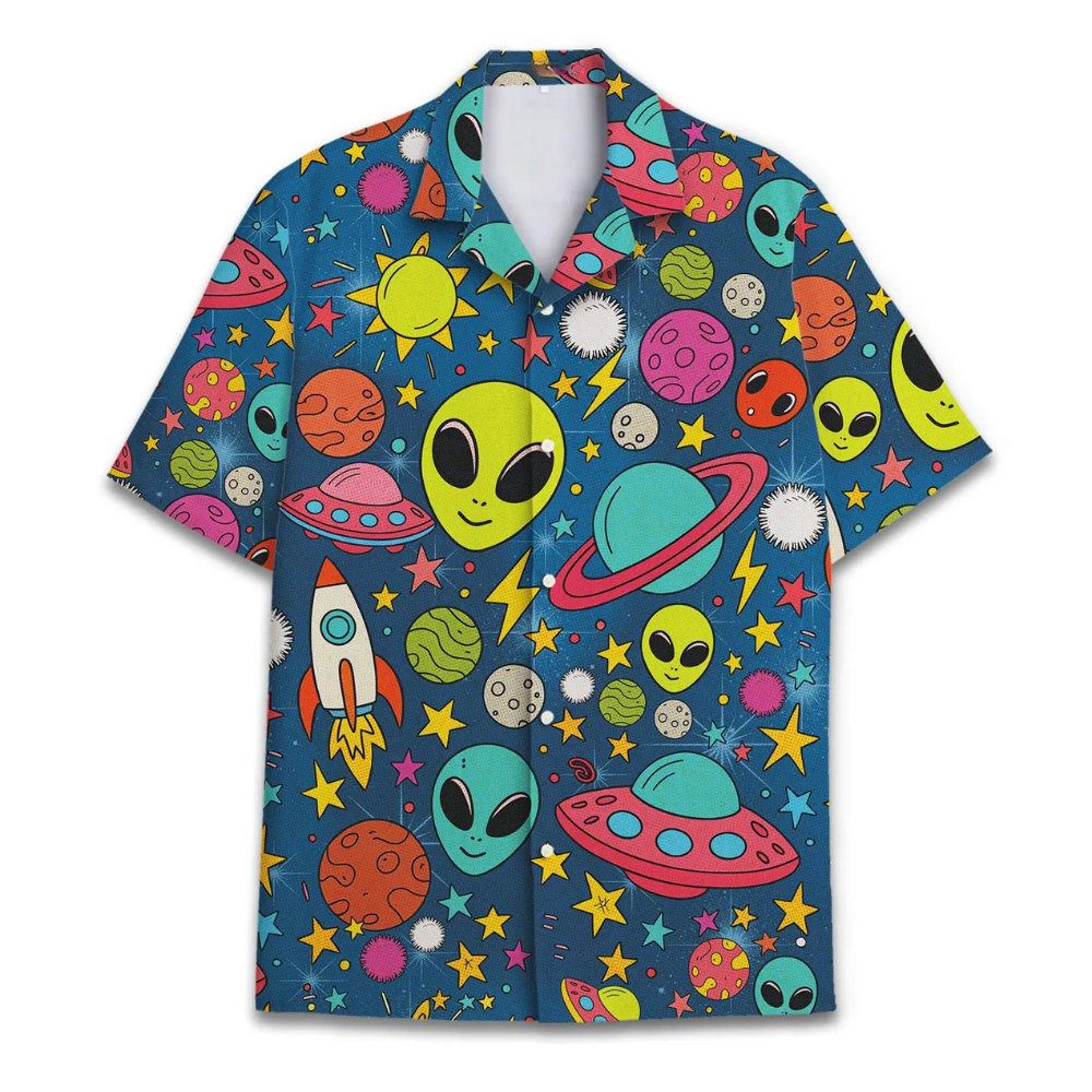 Alien Galaxy Hawaiian Shirt For Men And Women, Alien Space Lover Hawaiian Shirt HE0626