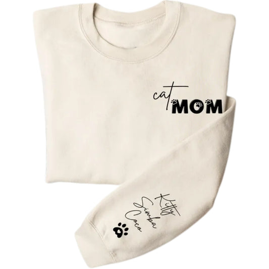 Custom Cat Mom Sweatshirt, Custom Cat Mama Sweatshirt 2D0527