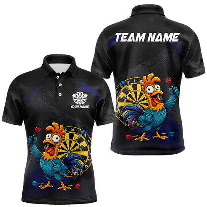 Custom Funny Rooster Dart Polo Shirt For Men, Custom Rooster Darts Team Shirt DZ0163
