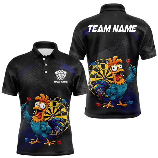 Custom Funny Rooster Dart Polo Shirt For Men, Custom Rooster Darts Team Shirt DZ0163