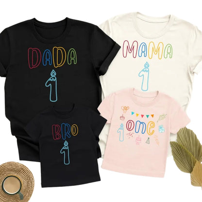 Custom Matching 1st Birthday Family T Shirts, Personalized First Birthday Family Shirts ET0356