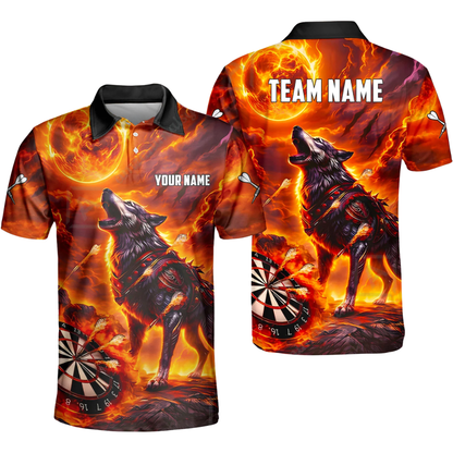 Custom Wolf Mens Dart Polo Shirt, Custom Wolf Darts Team Shirts DZ0101