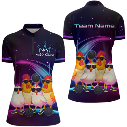 Womens Custom Chicken Bowling Jersey, Custom Chicken Team Bowling Shirt For Ladies BZ0894