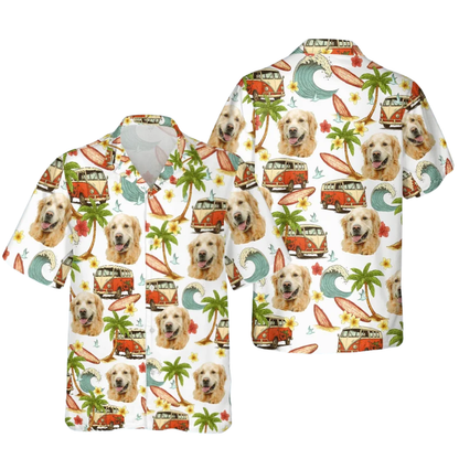 Custom Dog Face Camping Hawaiian Shirt For Men Women, Custom Dog Photo Hawaiian Shirts HE0709