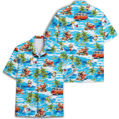 Santa Tropical Hawaiian Shirt Mens, Christmas Beach Hawaiian Shirt HE0727