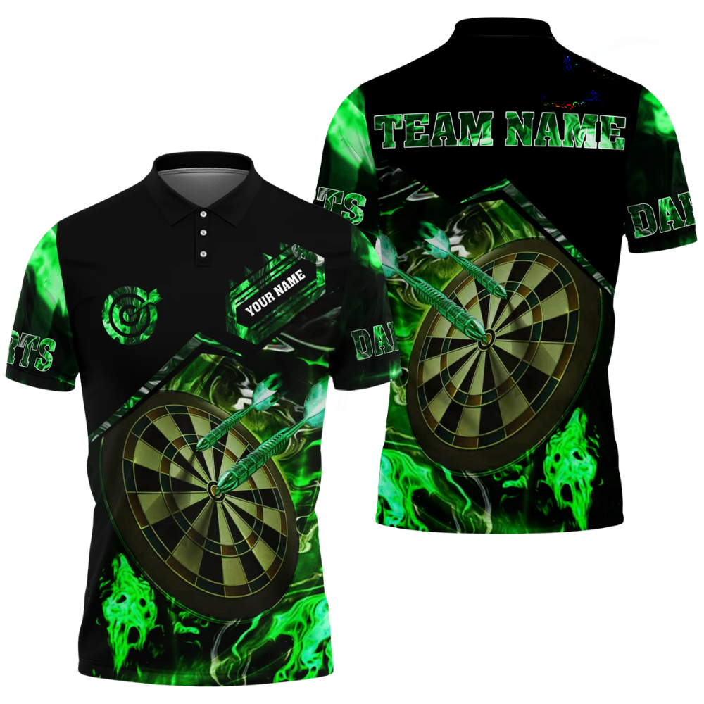 Custom Flame Dartboard Dart Polo Shirt For Men, Custom Flame Darts Team Shirts DZ0095
