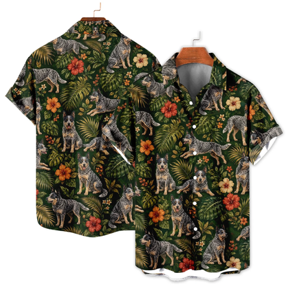 Blue Heeler Dog Tropical Hawaiian Shirt Men And Women, Blue Heeler Hawaiian Shirt For Dog Lover HE0689