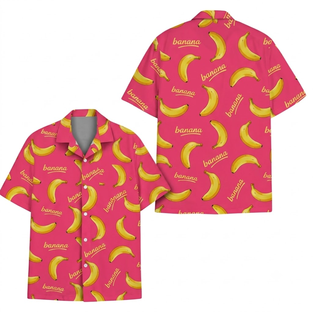 Banana Yellow Pink Hawaiian Shirt For Men Women, Banana Hawaiian Shirt For Fruit Lover HE0742