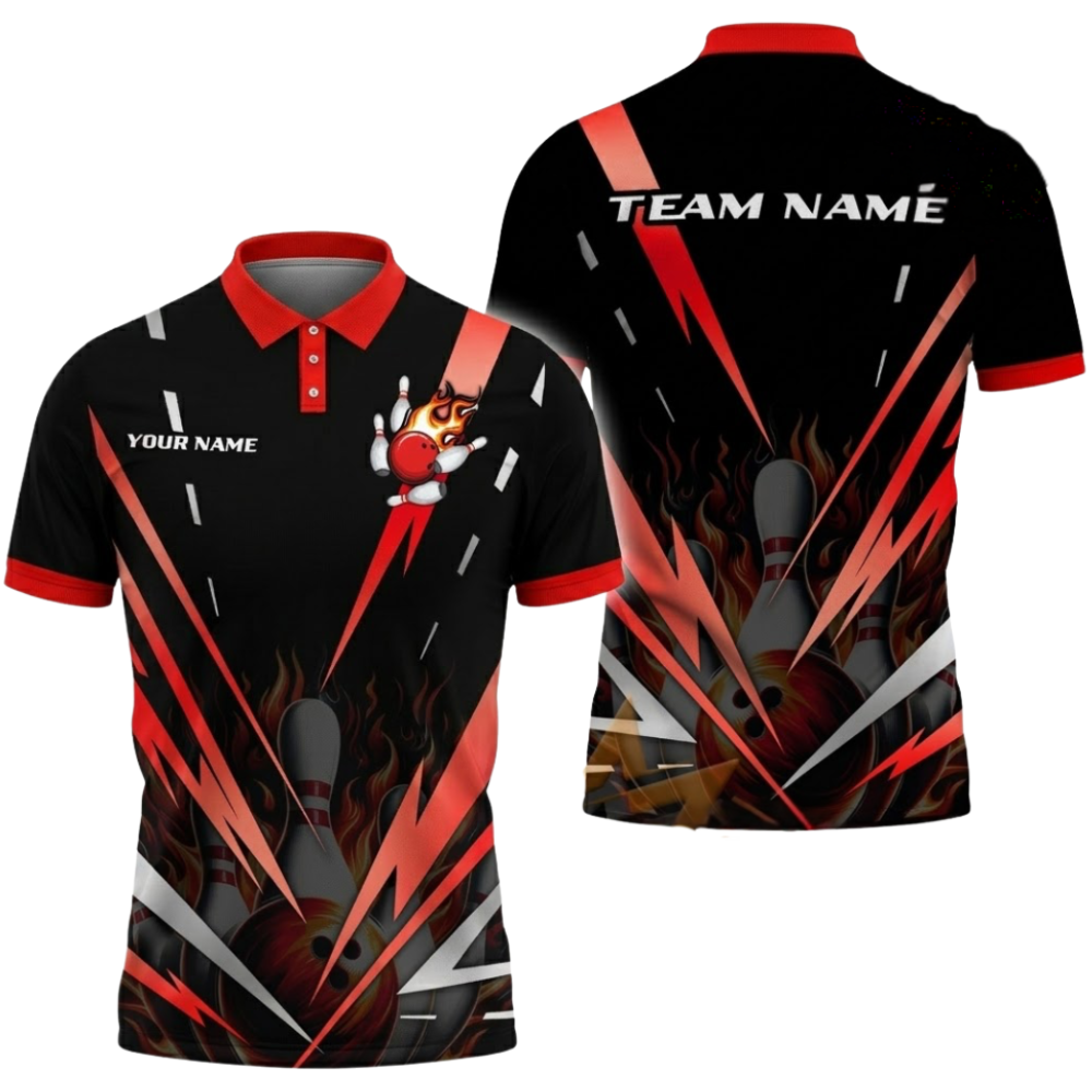 Custom Team Black And Cyan Bowling Polo Shirt For Men, Custom Bowling Shirts BZ0554