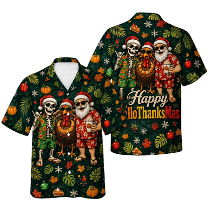 Happy Hallothanksmas Hawaiian Shirt, Funny Holiday Hawaiian Shirt HE0864