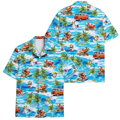 Tropical Santa Beach Hawaiian Shirt, Christmas Aloha Shirt HE0854