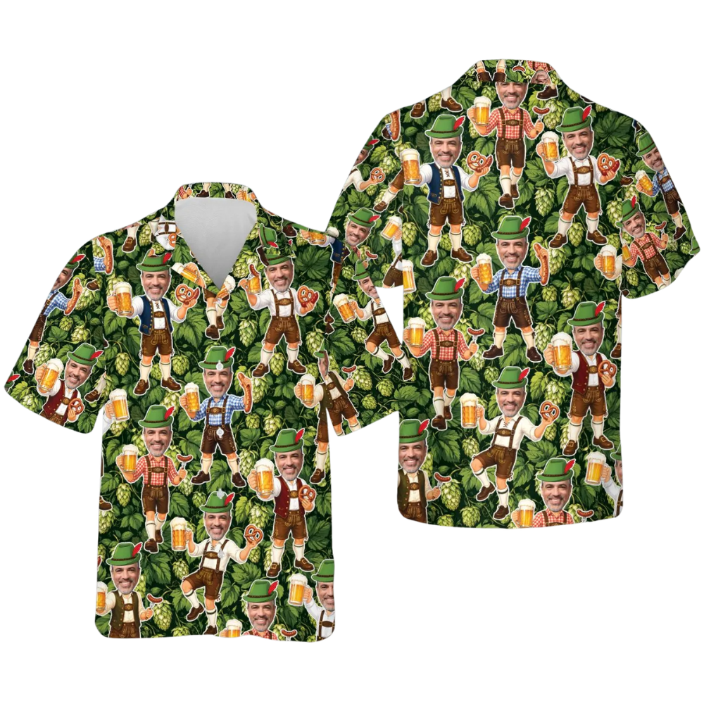 Custom Photo Beer Oktoberfest Hawaiian Shirt Mens, Custom Funny Octoberfest With Photo HE0664