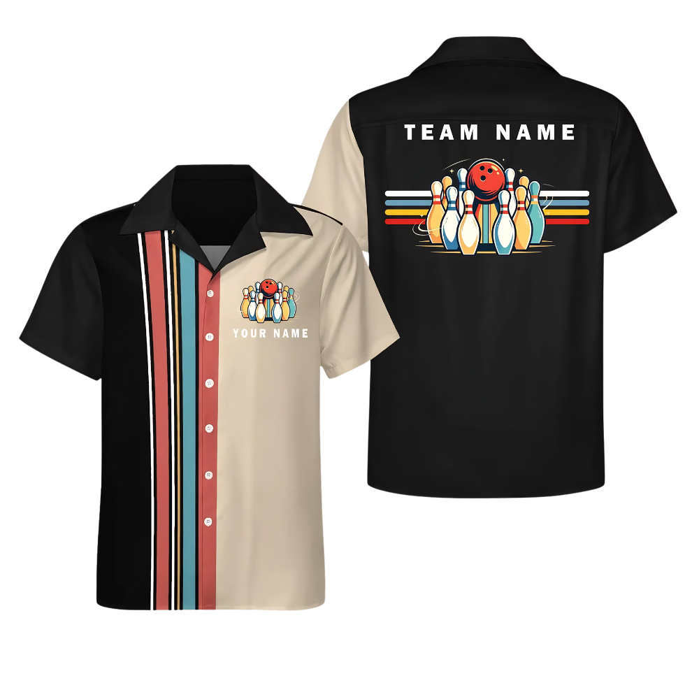 Custom Retro Bowling Hawaiian Shirt Men Women, Custom Retro Bowling Team Shirt BE0251