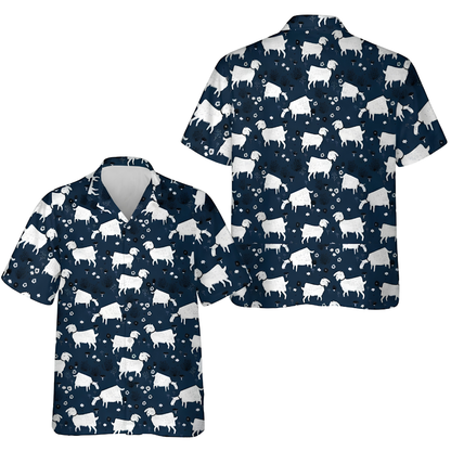 Goat Blue White Hawaiian Shirt For Men, Goat Hawaiian Shirt HE0752