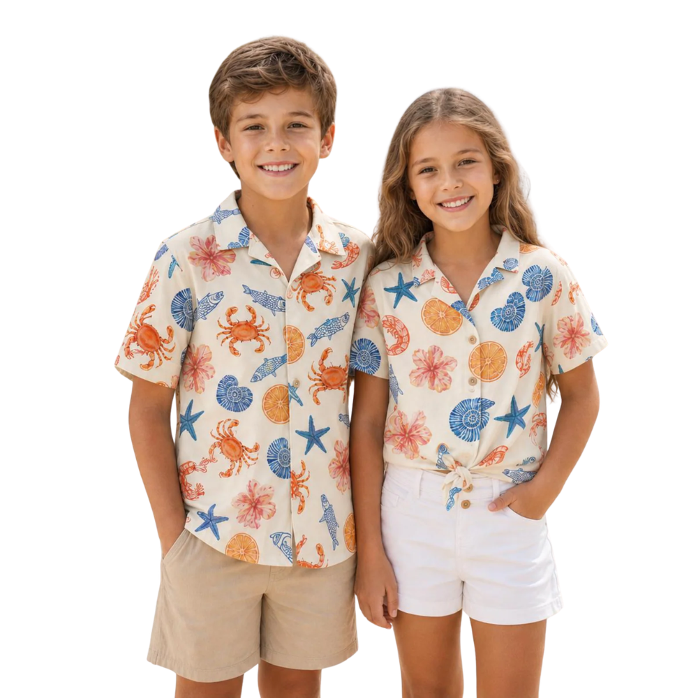 Seashell Beach Matching Family Hawaiian Shirt, Beach Family Hawaiian Shirts ET1214