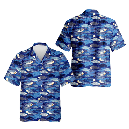 Koi Fish Japanese Blue Hawaiian Shirt For Men Women, Koi Fish Lover Hawaiian Shirts HE0721