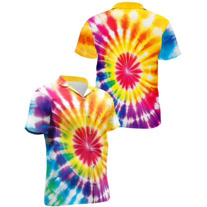 Tie Dye Colorful Hawaiian Shirt For Men Women, Tie Dye Hawaiian Shirt HE0765