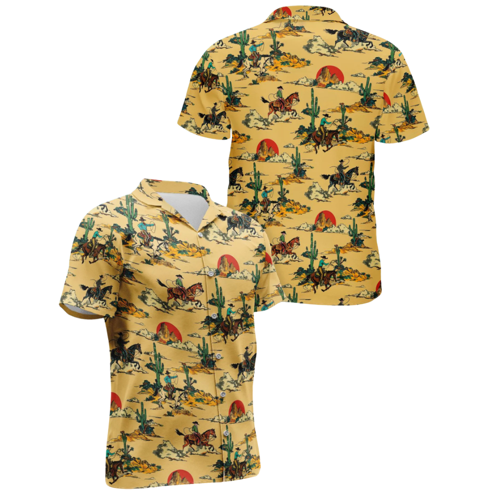 Cowboy Vintage Hawaiian Shirt For Men, Western Hawaiian Shirt HE0759