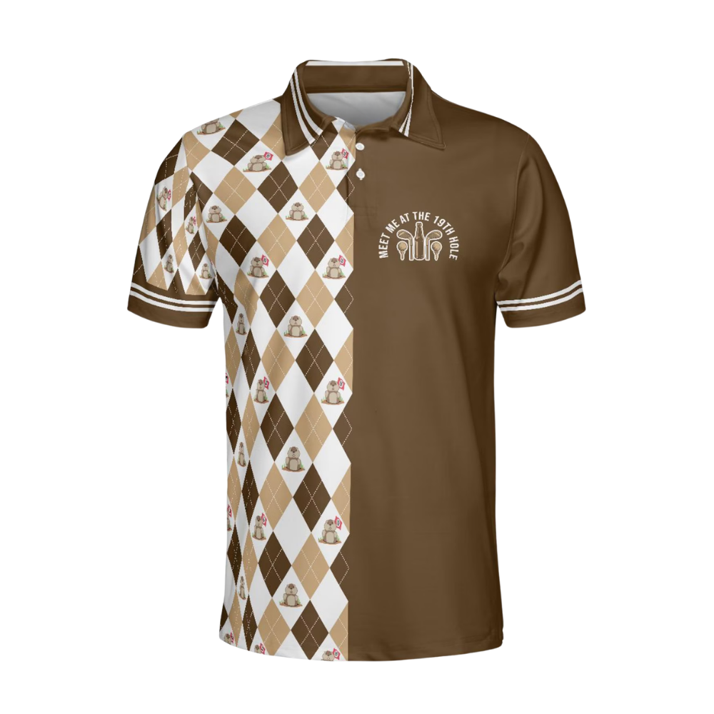 Gopher We Met At The 19th Hole Argyle Golf Mens Polo Shirt, Gopher Golf Shirts GZ0319