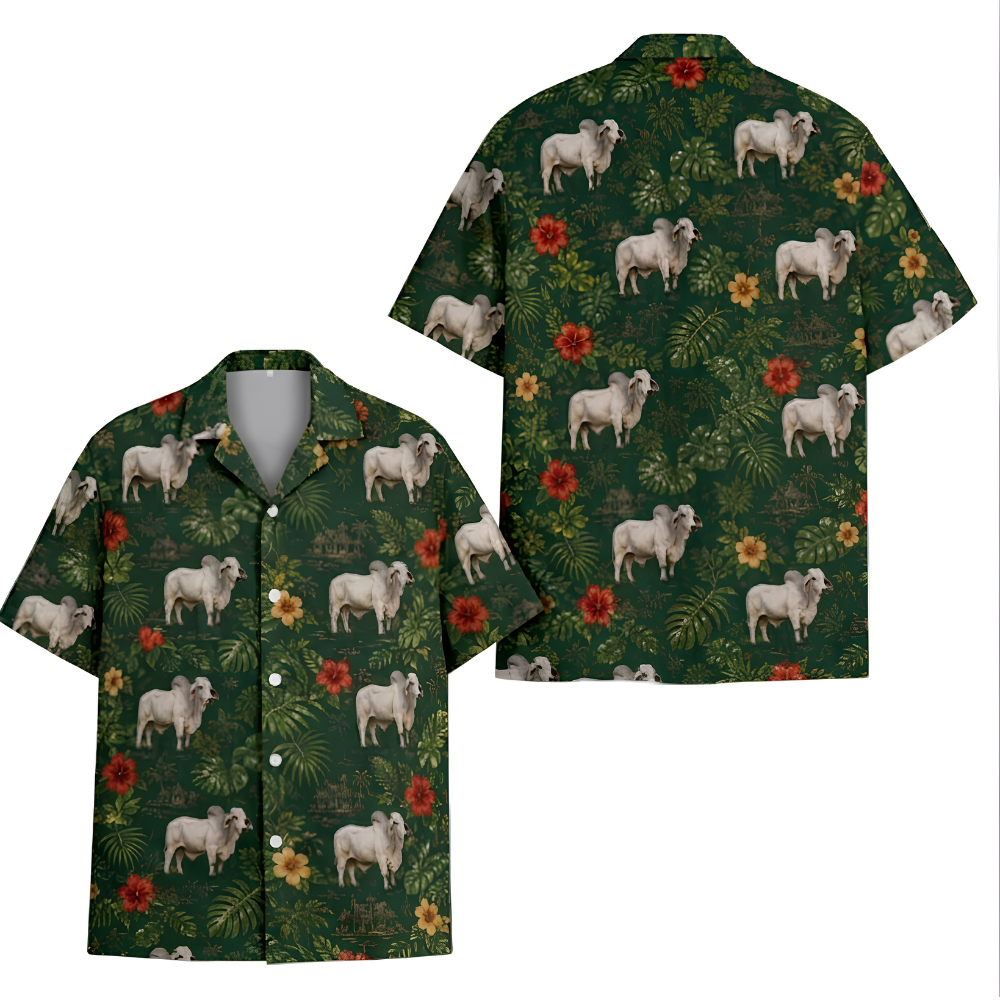 Brahman Cattle Tropical Hawaiian Shirt For Men, Brahman Cow Hawaiian Shirt For Farmer HE0699