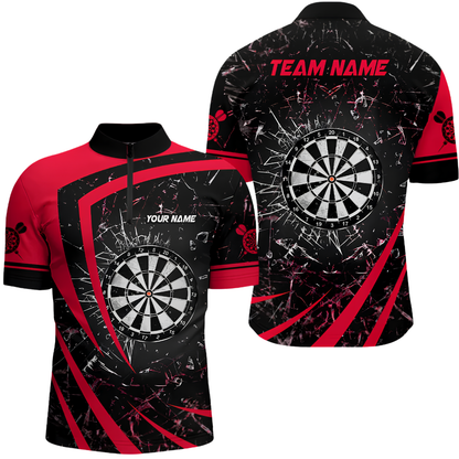 Custom Team Red Black Dart Jersey For Men, Custom Dart Team Shirt DZ0144