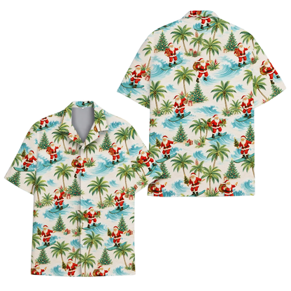 Santa Surfing Tropical Hawaiian Shirt, Christmas Funny Hawaiian Shirt HE0801